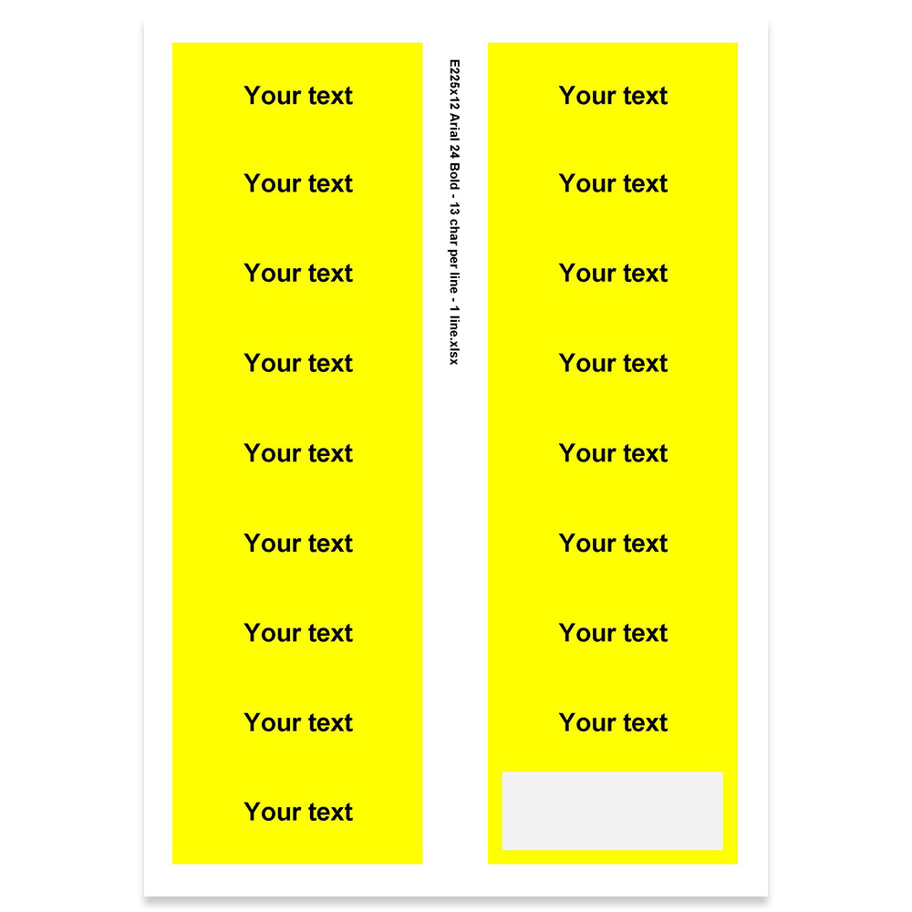 E225312 - 1 linje, max 13 tegn (skrift: Arial 24)