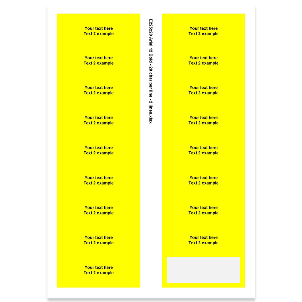 E225320 - 2 linjer, max 2 x 20 tegn (skrift: Arial 12)