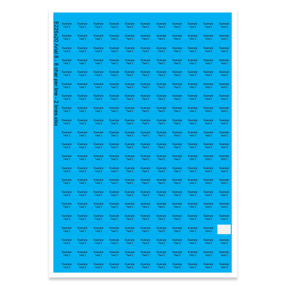 E226220 - 2 linjer, max 2 x 8 tegn (skrift: Arial 8)