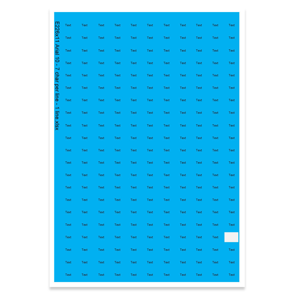 E226211 - 1 linje, max 7 tegn (skrift: Arial 10)