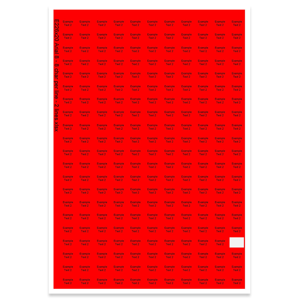 E226020 - 2 lignes, max 2 x 8 caractères (police : Arial 8)